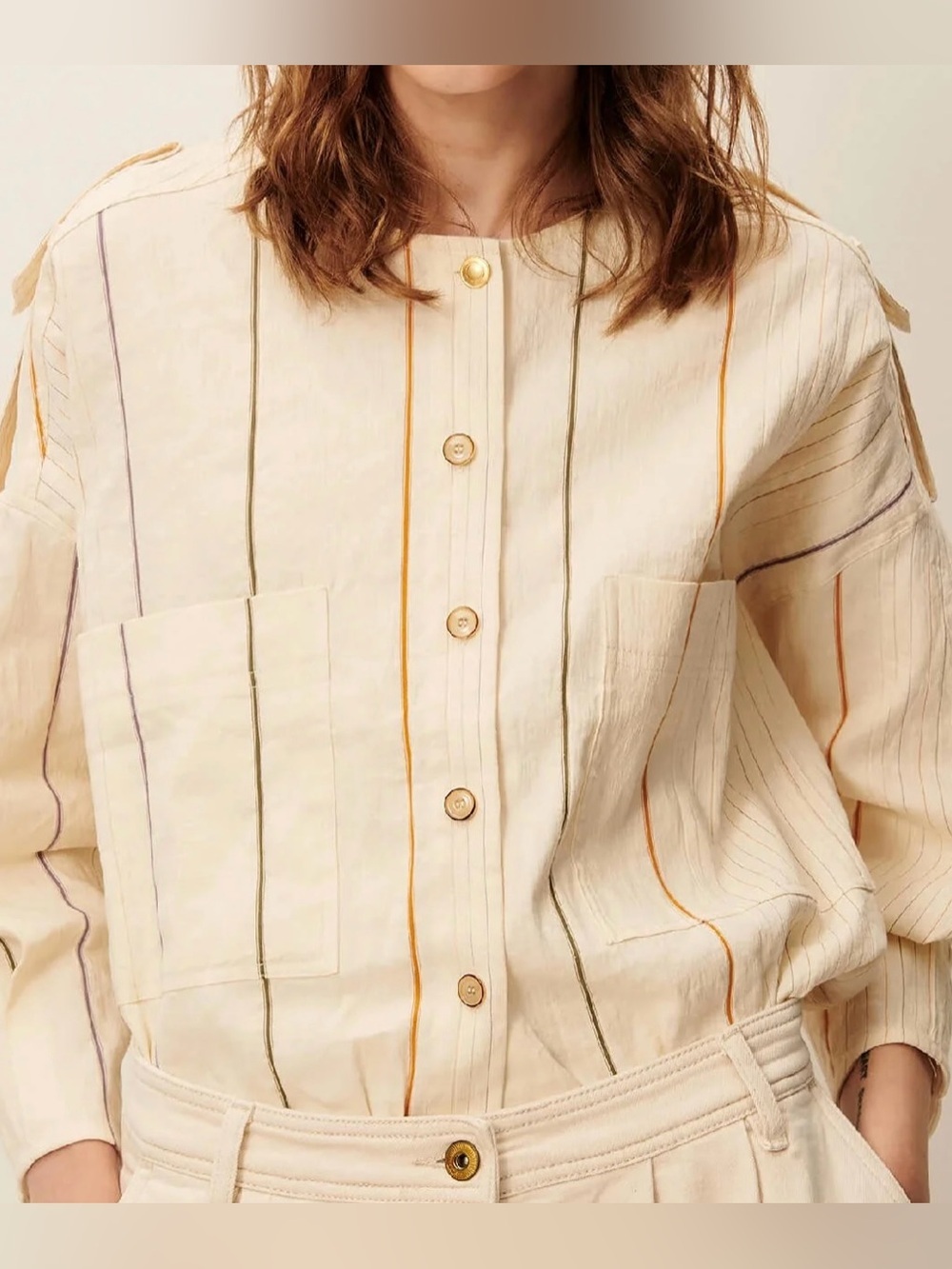 New Sessun Calancas Linen Cotton Jacket Striped Sz M